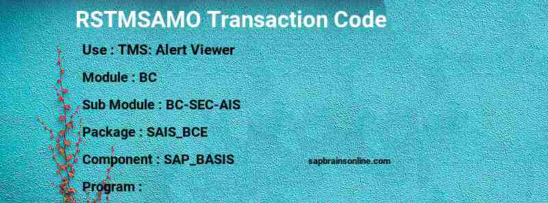 SAP RSTMSAMO transaction code