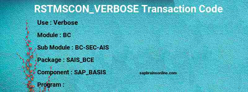SAP RSTMSCON_VERBOSE transaction code
