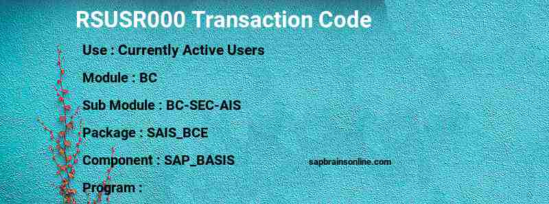 SAP RSUSR000 transaction code