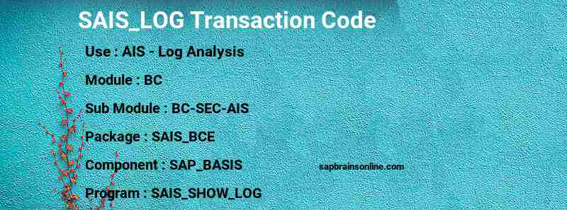 SAP SAIS_LOG transaction code