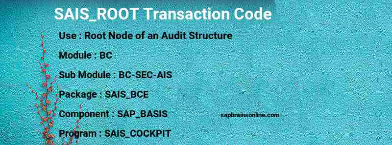 SAP SAIS_ROOT transaction code