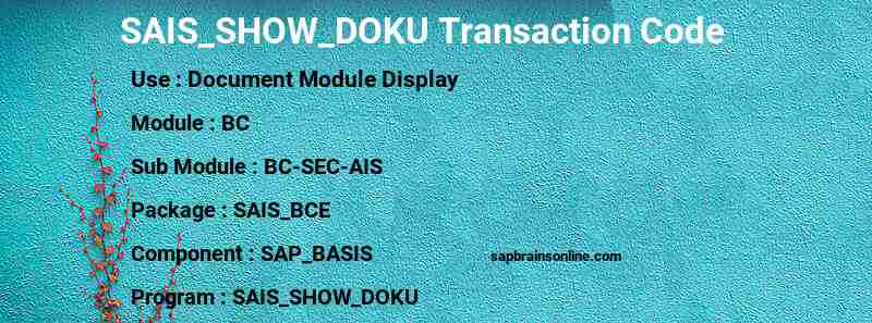 SAP SAIS_SHOW_DOKU transaction code