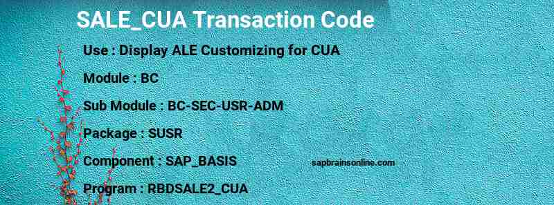 SAP SALE_CUA transaction code