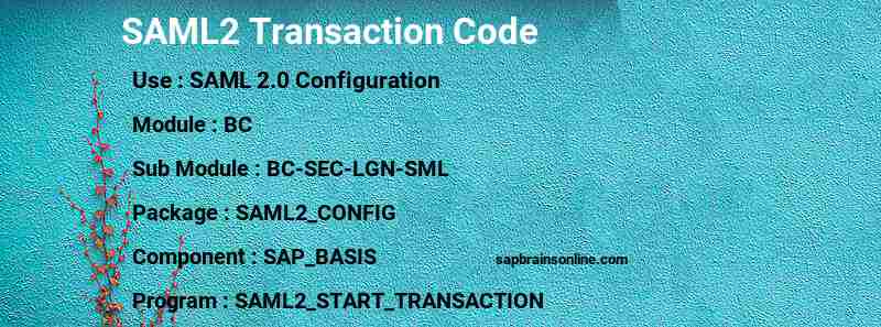 SAP SAML2 transaction code