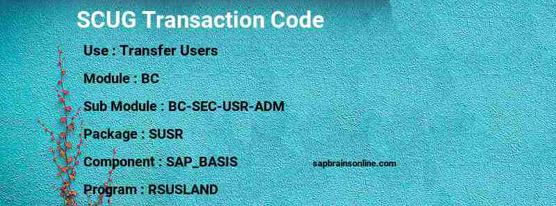 SAP SCUG transaction code