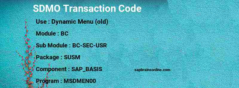 SAP SDMO transaction code