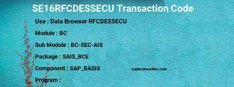 SAP SE16RFCDESSECU transaction code