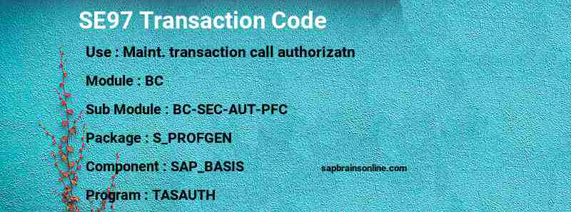 SAP SE97 transaction code