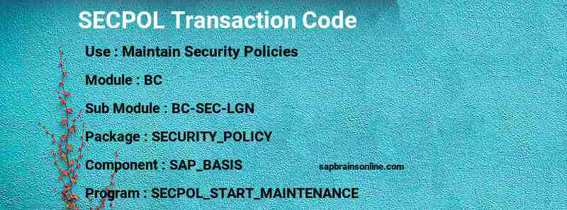 SAP SECPOL transaction code