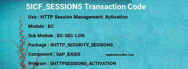 SAP SICF_SESSIONS transaction code