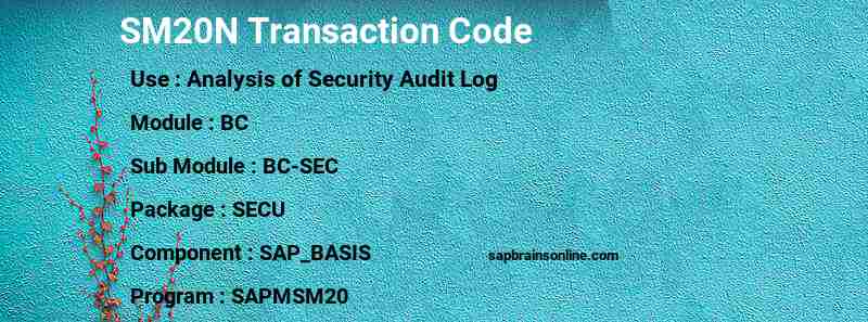 SAP SM20N transaction code