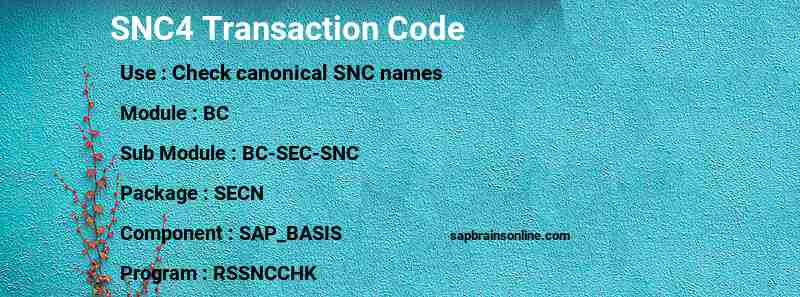 SAP SNC4 transaction code