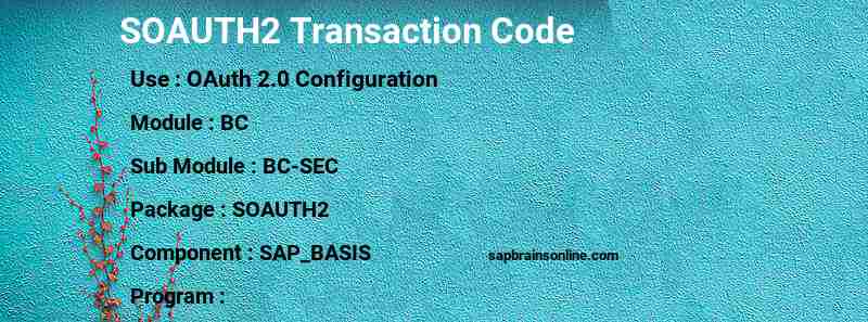 SAP SOAUTH2 transaction code