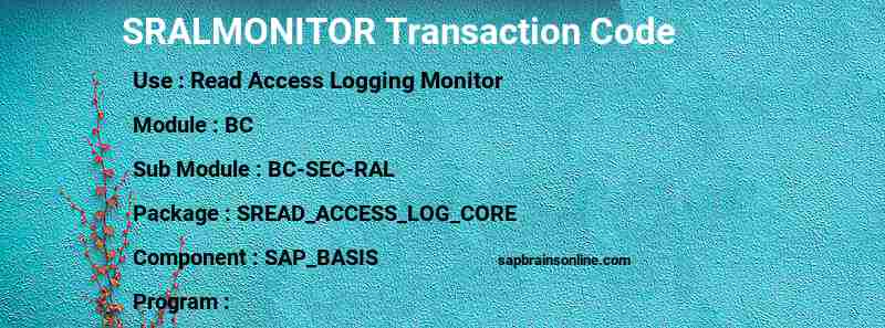SAP SRALMONITOR transaction code