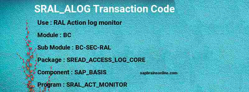 SAP SRAL_ALOG transaction code