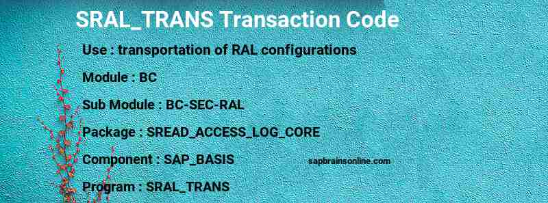 SAP SRAL_TRANS transaction code