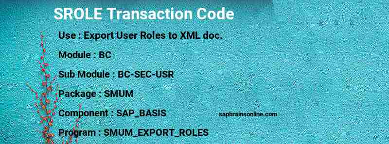 SAP SROLE transaction code