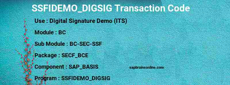 SAP SSFIDEMO_DIGSIG transaction code