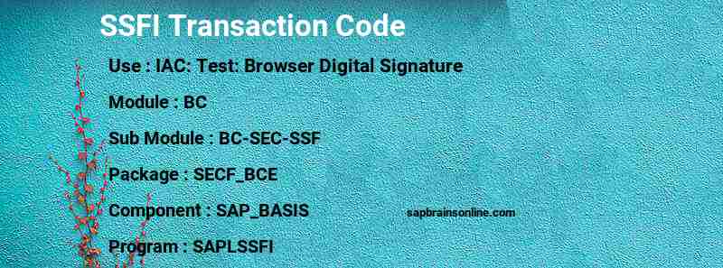 SAP SSFI transaction code