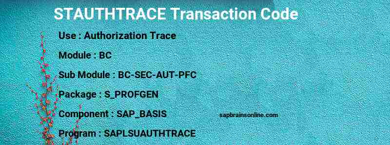 SAP STAUTHTRACE transaction code