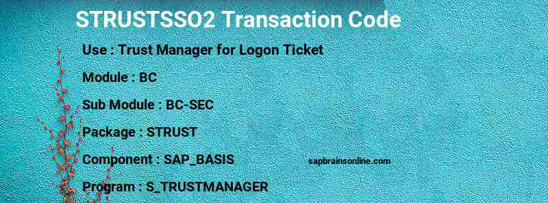 SAP STRUSTSSO2 transaction code