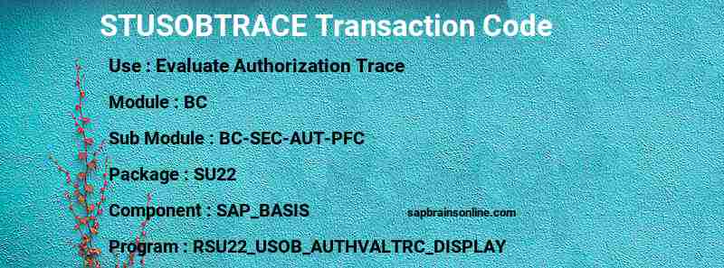 SAP STUSOBTRACE transaction code