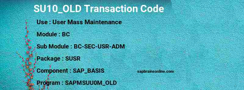 SAP SU10_OLD transaction code