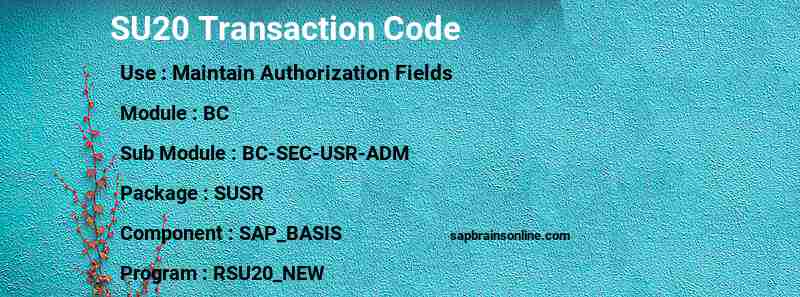 SAP SU20 transaction code