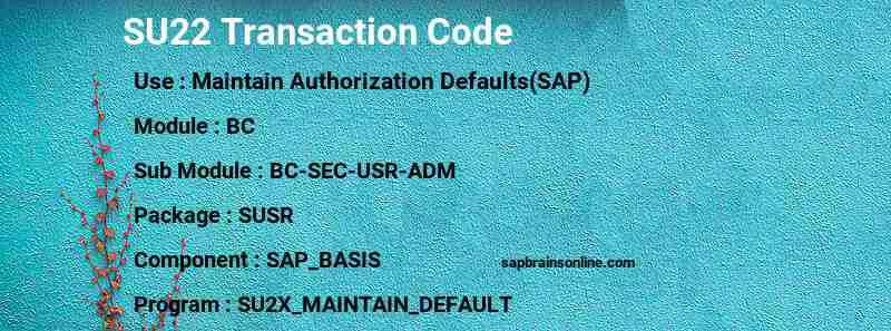 SAP SU22 transaction code