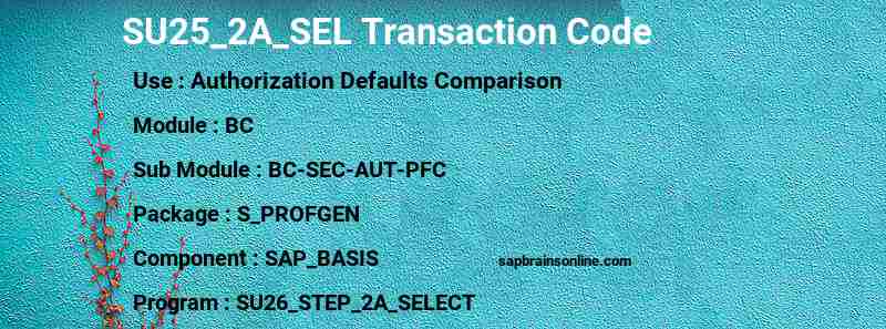 SAP SU25_2A_SEL transaction code