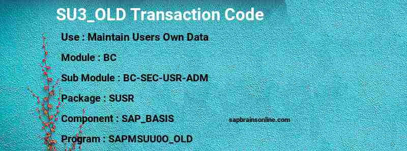 SAP SU3_OLD transaction code