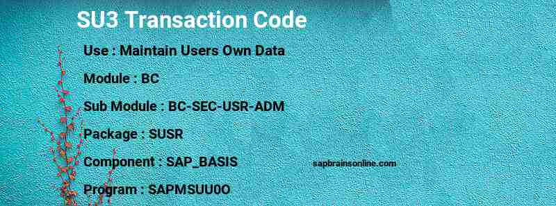 SAP SU3 transaction code