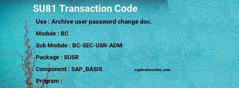 SAP SU81 transaction code
