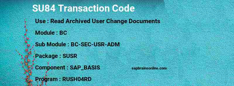 SAP SU84 transaction code