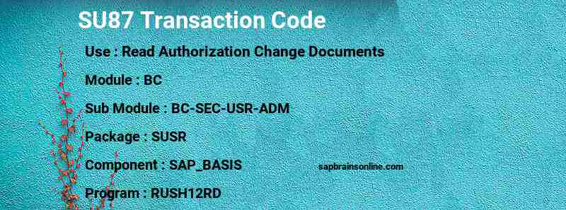 SAP SU87 transaction code