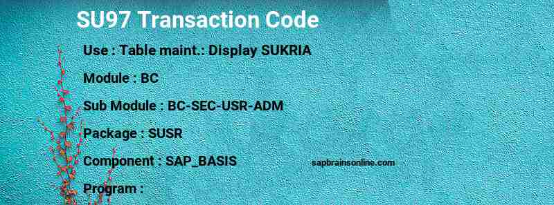 SAP SU97 transaction code