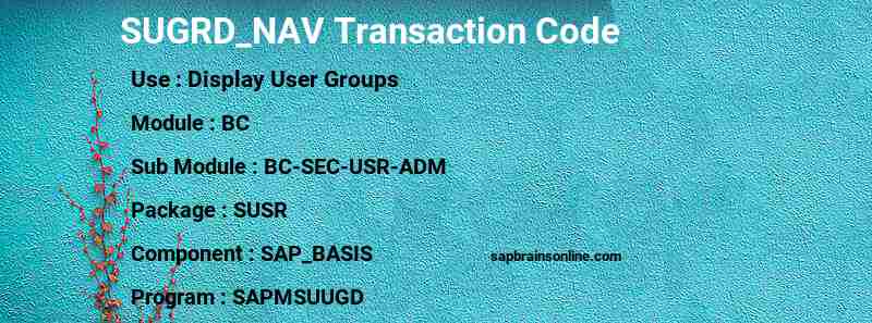 SAP SUGRD_NAV transaction code
