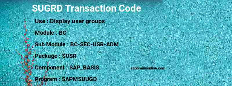 SAP SUGRD transaction code
