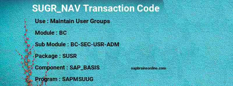 SAP SUGR_NAV transaction code
