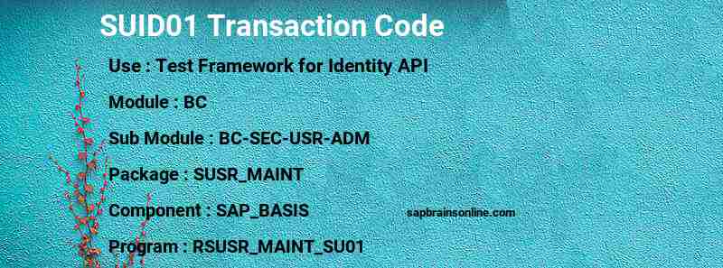 SAP SUID01 transaction code