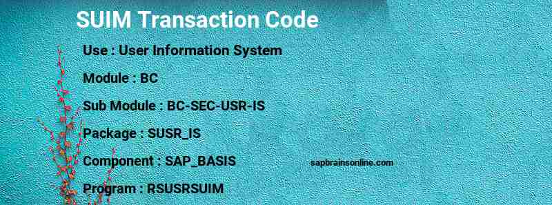 SAP SUIM transaction code