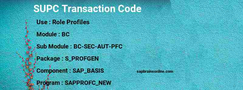 SAP SUPC transaction code