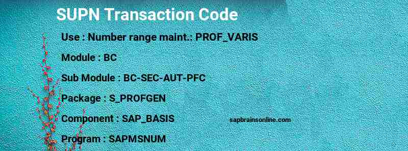 SAP SUPN transaction code