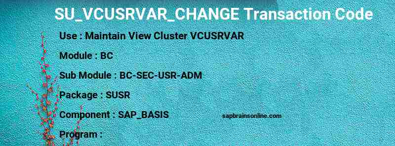 SAP SU_VCUSRVAR_CHANGE transaction code