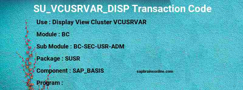 SAP SU_VCUSRVAR_DISP transaction code