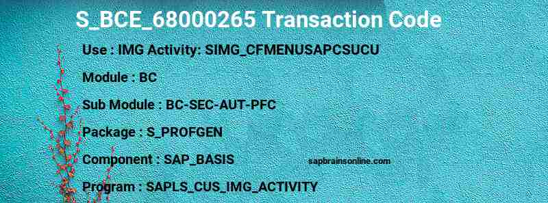SAP S_BCE_68000265 transaction code