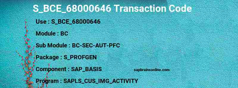SAP S_BCE_68000646 transaction code