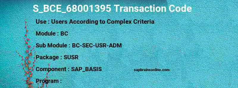SAP S_BCE_68001395 transaction code