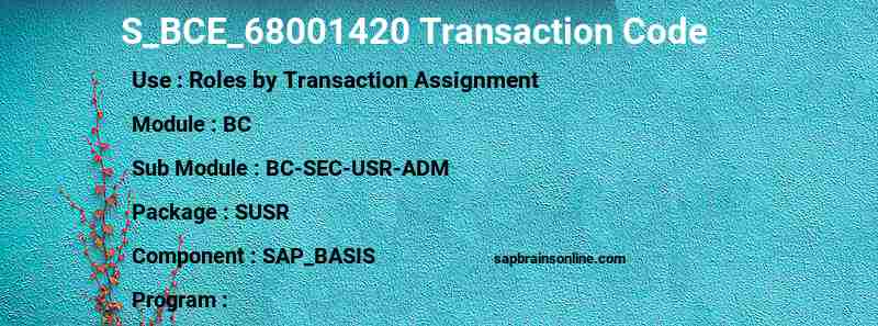 SAP S_BCE_68001420 transaction code