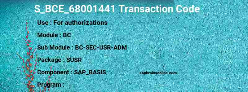 SAP S_BCE_68001441 transaction code